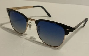 Ray-Ban RB3716 Clubmaster Sonnenbrille Metall goldfarben schwarzes Gestell blaue Gläser - Bild 1 von 9