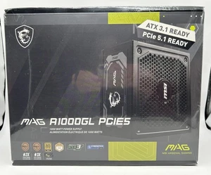 Fuente de alimentación modular MSI MPG A1000GS 1000W 80+ PCIE5 dorada, nueva sellada - Imagen 1 de 6