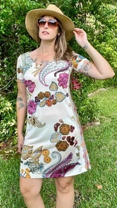 Etro Milano Paisley Floral Sheath Midi Dress Ivory Multicolor Size Medium - Picture 1 of 16