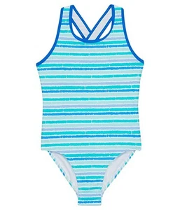 L.L.Bean L101613 Beach Glass Stripe Girls Watersports One-Piece Swimsuit Size 12 - Picture 1 of 4