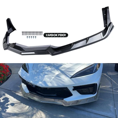 Parachoques delantero para Chevrolet Corvette C8 Z51 2020-2025 aspecto de fibra de carbono Foto 1 de 4