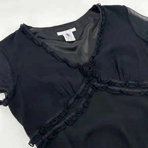 Vintage Ice Dress Womens 8 Black Silk Ruffles Babydoll Y2K Chiffon Whimsigoth - Picture 1 of 13