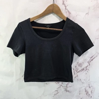 Camiseta Anthropologie Mujer Mediana Negra Corta Manga Corta Talula Scoop  Foto 1 de 4