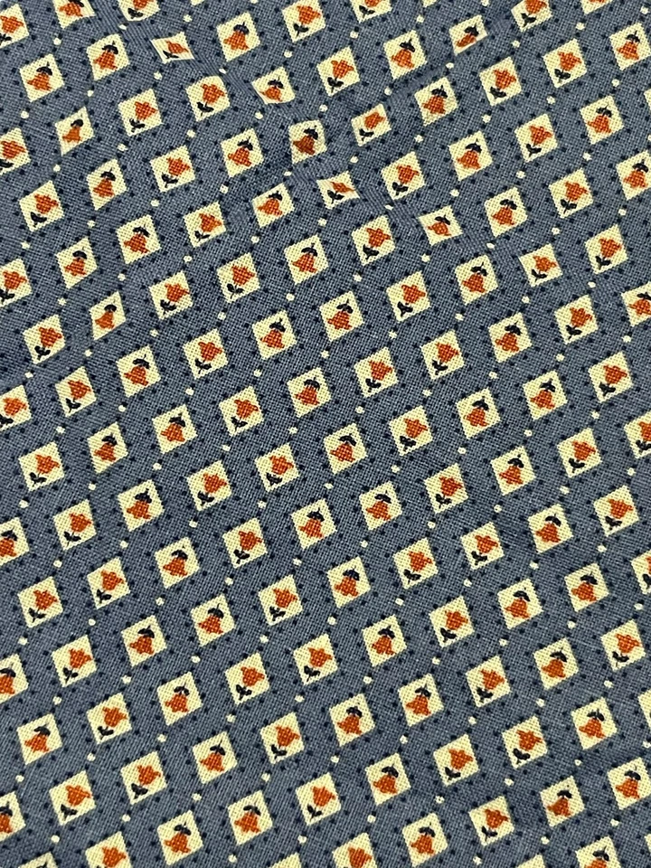 Vintage Wamsutta Cotton Fabric 2 Yards Blue Geometric Floral Print 43” Wide - Image 1 of 4