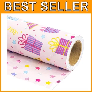 Jumbo Roll Reversible Birthday Wrapping Paper - Pink Girls - Picture 1 of 9