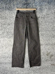 Ragged Jeans Denim Pants Womens 26 Brown Black Wavy Stripe Print Straight Leg - Picture 1 of 9