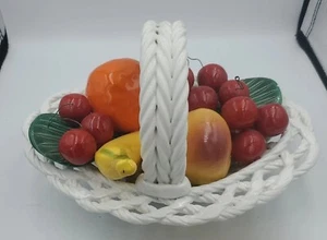 Capidemonte Medium Fruit Basket Banana Cherries made in italy ceramic porcelain - Foto 1 di 9