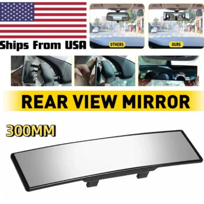 Universal Car Rearview Mirror Anti-glare 300MM Rear View Wide Angle Convex Clear - Image 1 of 4