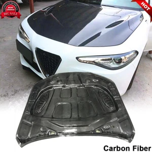 Cubierta del capó del capó del motor delantero de carbono real para Alfa Romeo Giulia 2015-2020 - Imagen 1 de 12