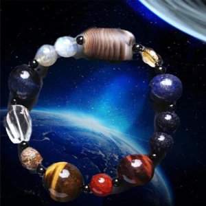 Bracciale Stella Galassia Universo 8 Pianeti Sistema Solare Astronomico Occhio di Tigre Gemma - Foto 1 di 6