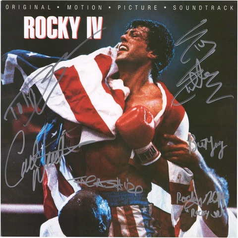Rocky IV Cast Autographed Album Cover with 5 Signatures Cover