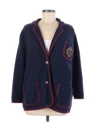Exquisita Chaqueta Blazer Ralph Lauren Azul Borde en Contraste Preppy Mujer M 100% Lana Foto 1 de 4