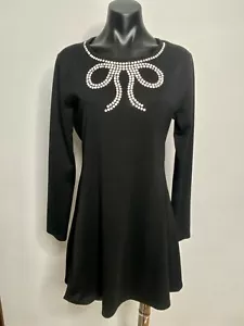 TEMT Black Long Sleeve Dress With Bow Stud Detail Size XL - Picture 1 of 11