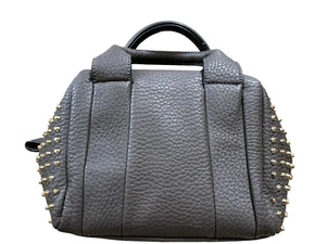 SR2 Nordstrom Rack Studded Satchel Mini Grau Gold Kunstleder - Bild 1 von 9