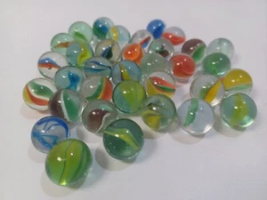 Lot Of 34 Vintage Glass Marbles King Vitro Agate Swirl Cat Eye - Picture 1 of 4