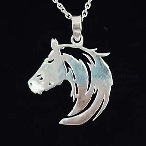 Horse Head Pendant Necklace, 925 Sterling Silver Horse Head Charm, Classic Horse - Picture 1 of 6