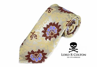 Corbata Lord R Colton Masterworks - Corbata de seda floral dorada costa de Turín - Nueva Foto 1 de 3