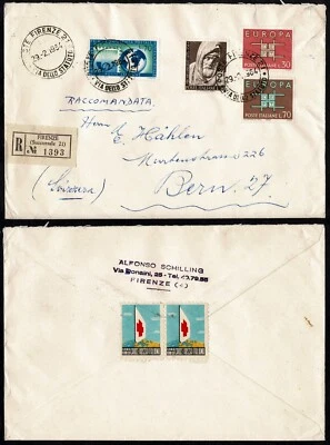 1964 Italy Reg Cover to Switzerland – Europa & Red Cross Charity – Florence - Image 1 of 3