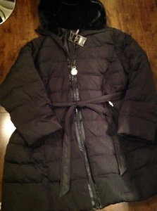 NWT PENNINGTONS BLACK WINTER COAT W/ FAUX FUR HOOD LADIES PLUS 1X RETAIL $250 - Picture 1 of 2