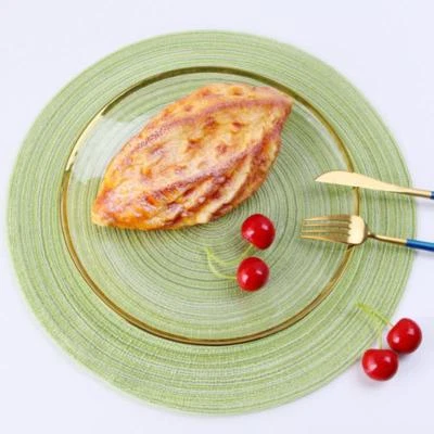 Manteles individuales 2 piezas Alfombrilla de mesa redonda de algodón Almohadillas antideslizantes Alfombra de mesa occidental Foto 1 de 3