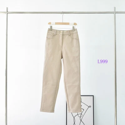 Pantalones de algodón Brunello Cucinelli para mujer invierno cintura alta informales pierna recta Foto 1 de 4