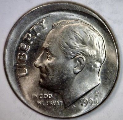 1994 OFF CENTER ERROR Roosevelt Dime BU + Coin NICE BETTER DATE O/C LOT #3  NR - Image 1 of 4