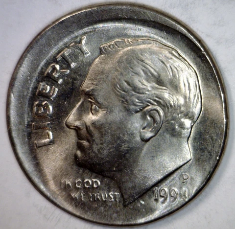 1994 OFF CENTER ERROR Roosevelt Dime BU + Coin NICE BETTER DATE O/C LOT #3  NR Cover