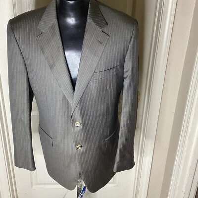 Corneliai for Saks Fifth Avenue Men Brown Pinstripe Super 150's Wool S/B Suit 42 - Image 1 of 4