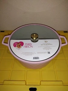 PARIS HILTON 10 QUART CAST  ALUMINUM DUTCH OVEN  PARIS HILTON DUTCH OVEN NEW  - Picture 1 of 10