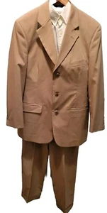 Brooks Stretch Men’s Beige Cotton Blend 2 Piece Suit Size 41R Pants 34/31 - Picture 1 of 15