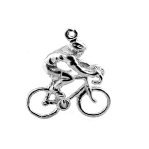 STERLING SILVER  CYCLIST CHARM  - Picture 1 of 2