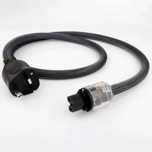 HIFI amplifier OFC Pure Copper Rhodium Plated UK IEC AC Power Plug Power Cable - Picture 1 of 13