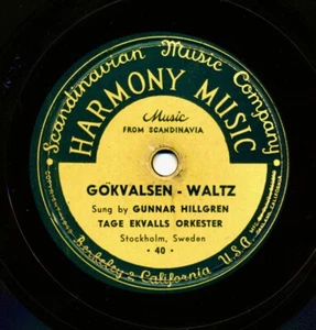 GUNNAR HILLGREN on 1940s Harmony Music 40 - Gokvalsen - Waltz / Jänta A Ja - Picture 1 of 1