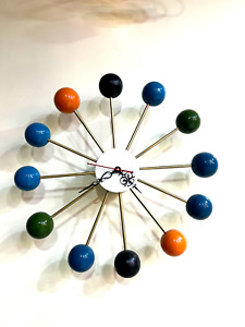 New Contemporary Modern Retro Multi colored George Nelson Ball Wall Clock 18"
