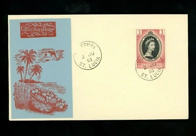 Postal History St. Lucia #156 FDC QEII Queen Elizabeth Coronation 1953 Castries - Image 1 of 2