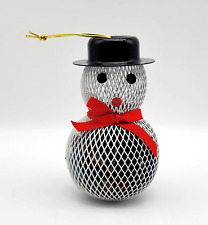 Vintage Snowman Christmas Ornament Potpourri White Mesh Cage Scent Holder
