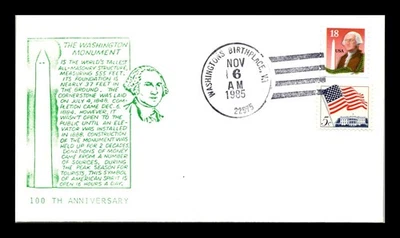 DR JIM STAMPS US COVER WASHINGTON MONUMENT 100TH ANNIVERSARY FDC COMBO - Image 1 of 2