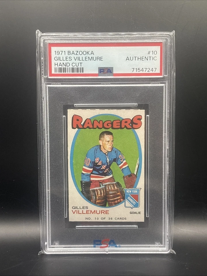 1971 Bazooka Hockey #10 Gilles Villemure Hand Cut PSA A - Image 1 of 2