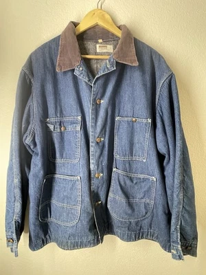 CHAQUETA VAQUERA FORRADA CON MANTA DE COLECCIÓN Cuello Pana Granero Años 60-70 Trabajo Pesado XL Foto 1 de 4