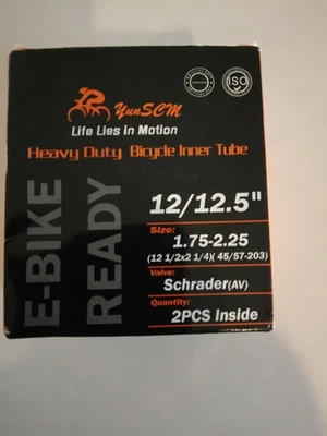 2-PCS 12/12.5" Heavy Duty Bike Tubes 2 Count (Pack of 1), Black  - Image 1 of 2