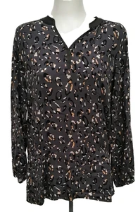 BNWT Miss by Captain Tortue Black Printed Blouse Size 14 Long Sleeve Summer - Picture 1 of 6