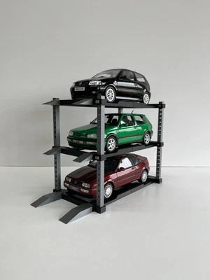 3 Stöckige 4 Säulen Parkbühne / Hebebühne für 1:18 Modelle [30 Farbkombinationen - Bild 1 von 4