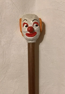 Vintage Hand Carved CLOWN Head Handle Wooden Walking Cane Handmade Walking Stick - Image 1 of 4