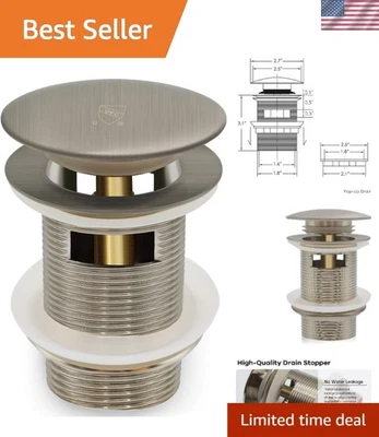 Brushed Nickel Pop-up Drain Stopper for Freestanding Bathtubs - cUPC Certified - Image 1 of 4