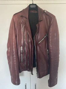 Balamain Burgundy Leather Biker Jacket Small Excellent Condition - Picture 1 of 5
