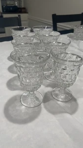 Vtg Lot (8) Fostoria American Clear Cube Low Water Goblet Glasses - Picture 1 of 5