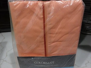 Vtg Sears Colormate Perma-Prest Percale Sheet Full Size Flat in Apricot Color - Picture 1 of 5