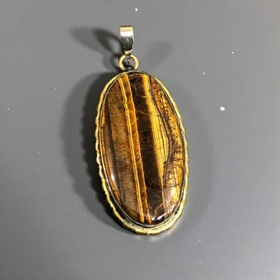 Collana con ciondolo in argento sterling 925 con pietre preziose occhio di... - Immagine 1 di 4