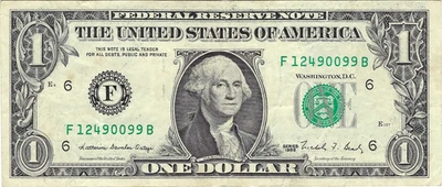 $1 1988 Small Size Federal Reserve Note, Reverse Alignment Error - Image 1 of 2