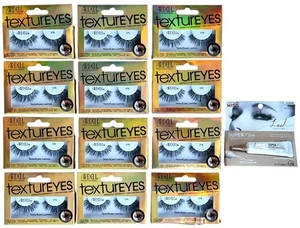 12 pares de pestañas Ardell TextureEyes 576 cabello 100 % natural + adhesivo transparente para pestañas - Imagen 1 de 2